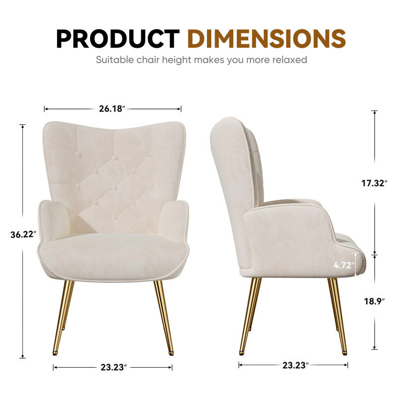 Fauteuil à oreilles Pureza, Velours beige