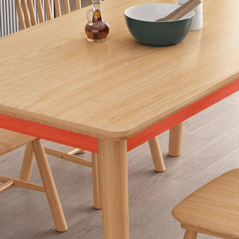 Table de salle à manger rectangulaire en bois d'hévéa massif pour la salle à manger / cuisine