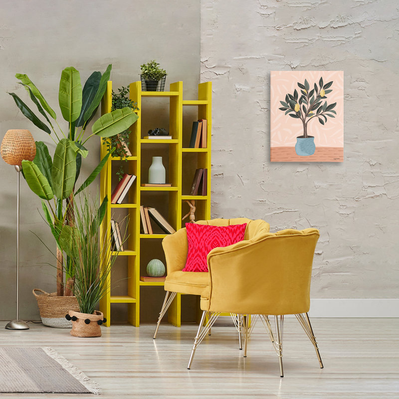 «Warm Lemon Tree in Vase», art mural par Lady Louise Designs, 20" H x 16" W