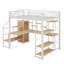 Lit mezzanine double en métal avec bureau et tablettes de rangement-1814638079