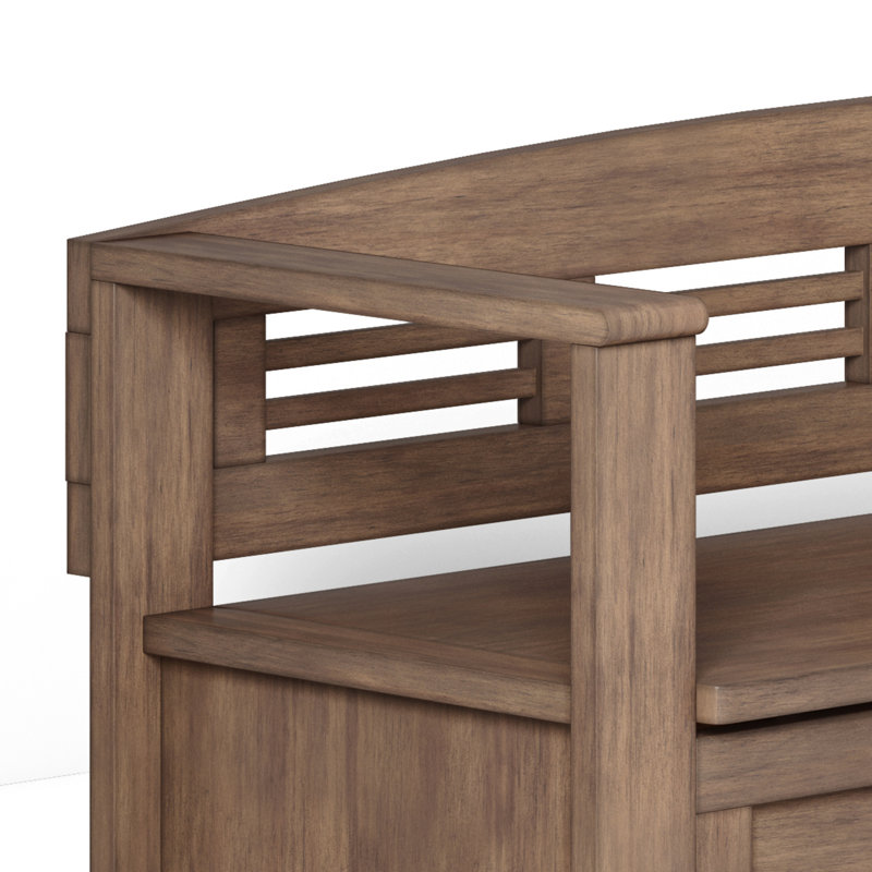Adams Rustic Natural Aged Brown Wood Storage Bench with Arms