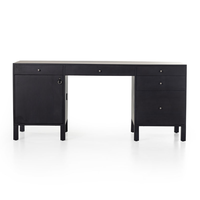 Isador Solid Wood Executive Desk, Black Wash Poplar