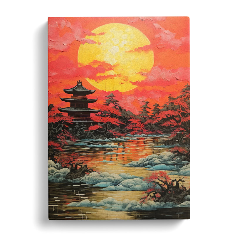 Japanese Sunset Expressionism - No Frame Print, 60cm H x 40cm W x 3cm D