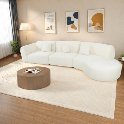 Canapés modulaires spacieux de style moderne beige de 140 po courbés pour le salon