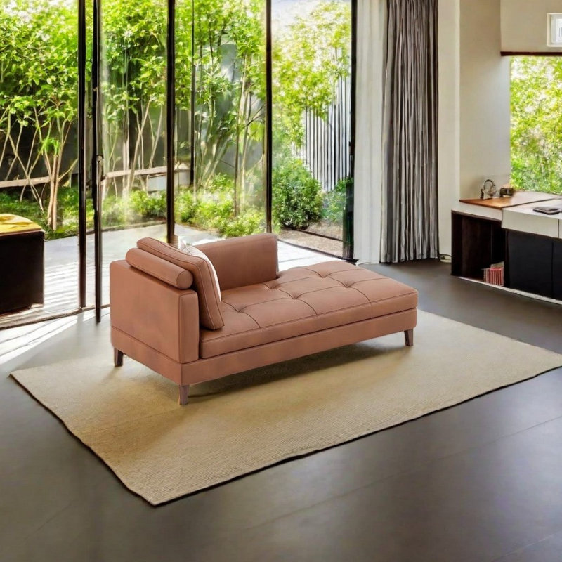 Chaise longue en similicuir Modern Creative Simple Leisure, Accoudoir à gauche (vu de face)