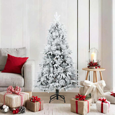 Artificial Hinged Christmas Tree Snow Flocked White