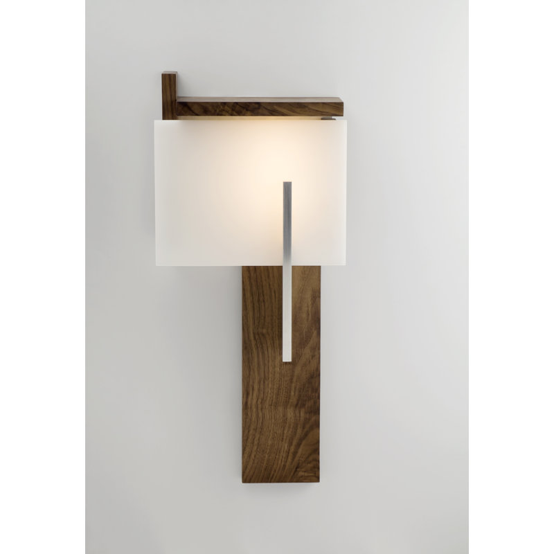 Oris LED Flush Mounted Sconce, Dark Stained Walnut, Brushed Aluminum/Dark Stained Walnut, 3500K