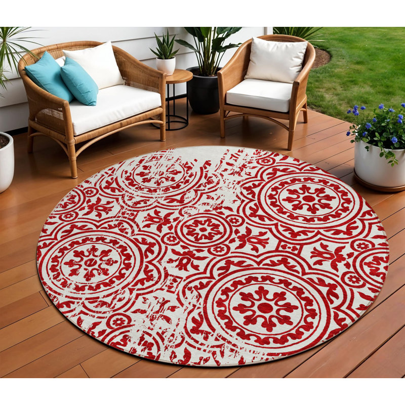 Tapis ivoire rond intérieur lavable 8 'Medallion