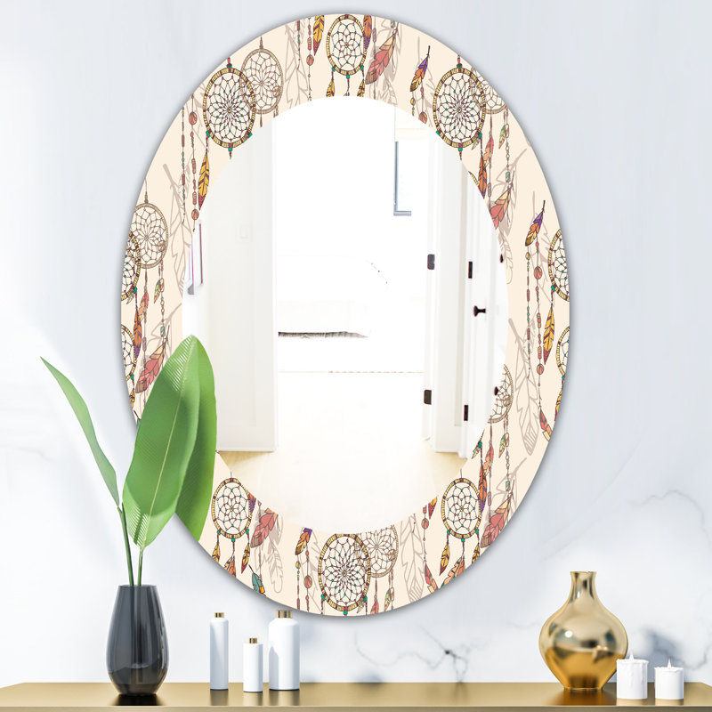 Miroir mural bohémien et éclectique rêve catcher, H 31,5 po x l 23,7 po