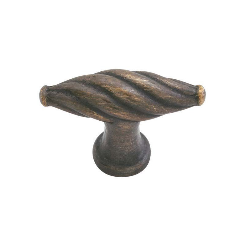 Poignée en T Emtek Tuscany, H 1,75 po x l 0,56 po x P 1,25 po, Patine bronze moyen