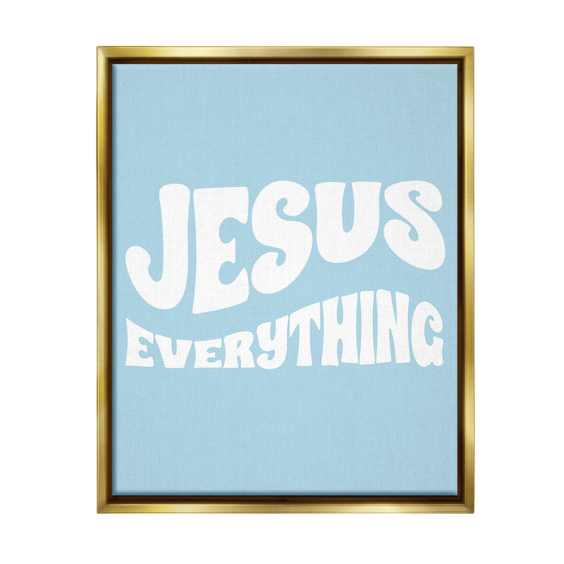 "Jesus Jesus" par Lil 'Rue sur toile, H 21 po x l 17 po, Cadre flottant métallique doré