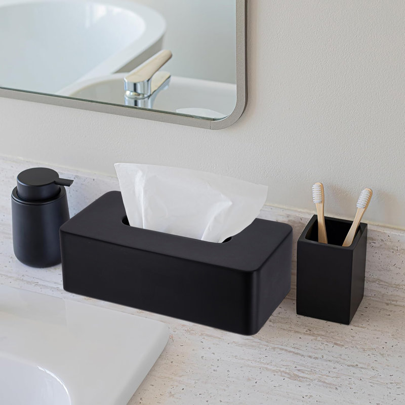 Minimalist Black Tissue Box Cover, Black