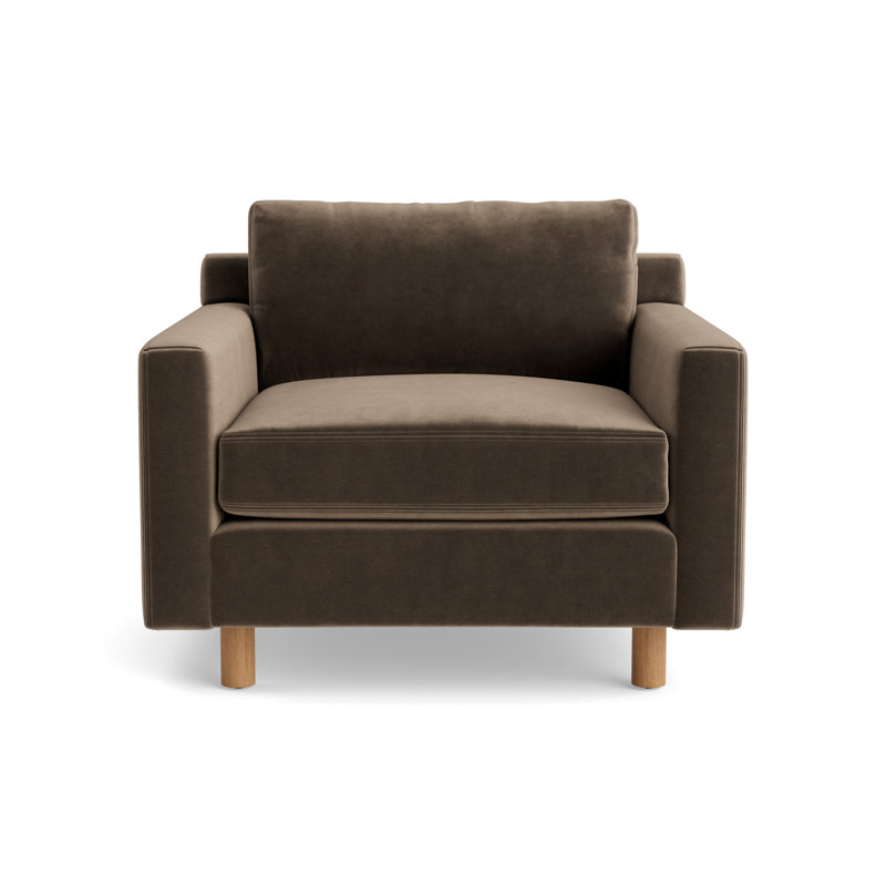 Hunter Chair No Welt, Performance Velvet - Otter, Natural