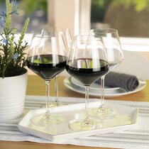 Hand-Blown Bordeaux Red Wine Glasses - Set of 6, 18 Ounce - Red