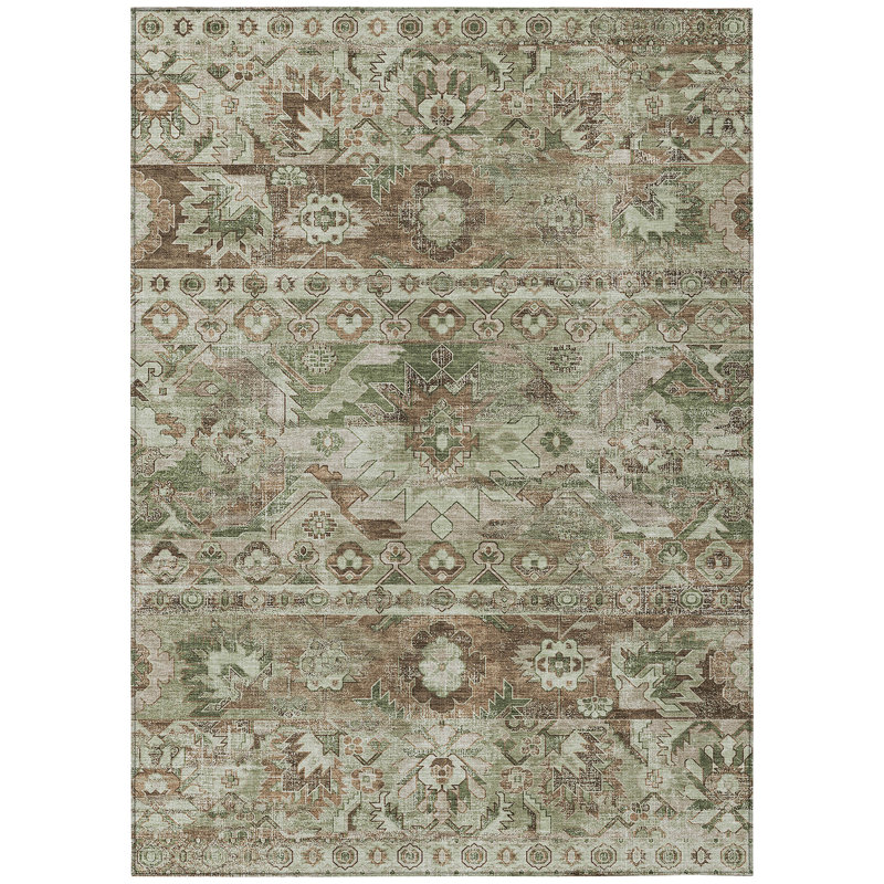 Tapis lavable à la machine intérieur / extérieur ACN2638, Sauge, 10 pi x 14 pi