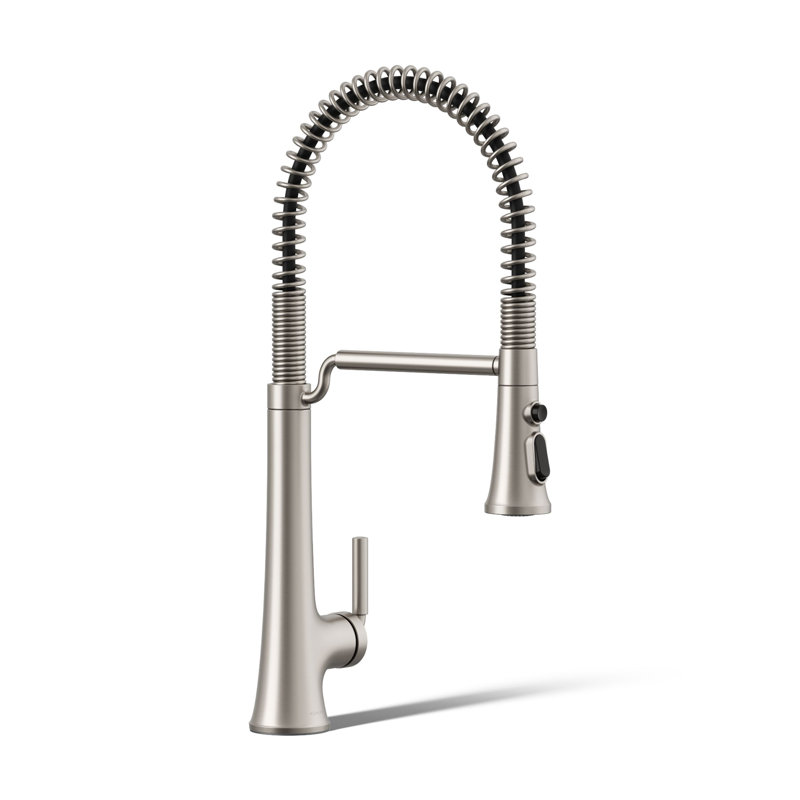 Kohler Tone Single Handle Semi-Professional Pre-Rinse Kitchen Sink Faucet with Three-Function Pull Down Sprayer