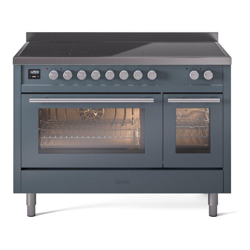 Cuisinière à induction 48 pouces avec 6 éléments à induction ILVE Professional Plus II Series, Bleu gris