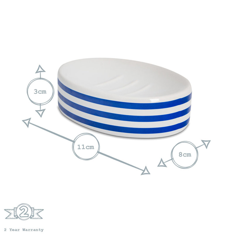 Harbour Housewares - Ceramic Bathroom Accessories Set - 3 Pieces, Navy