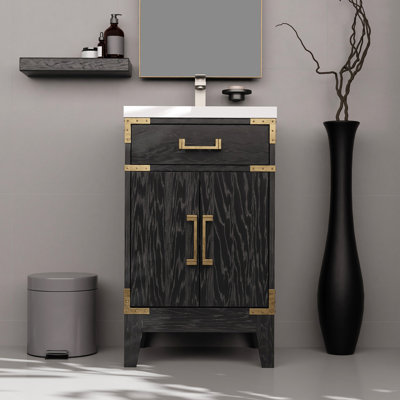 Meuble-lavabo simple 20 po X P 18 po D, comptoir en acrylique, 18 po Ensemble miroir et robinet