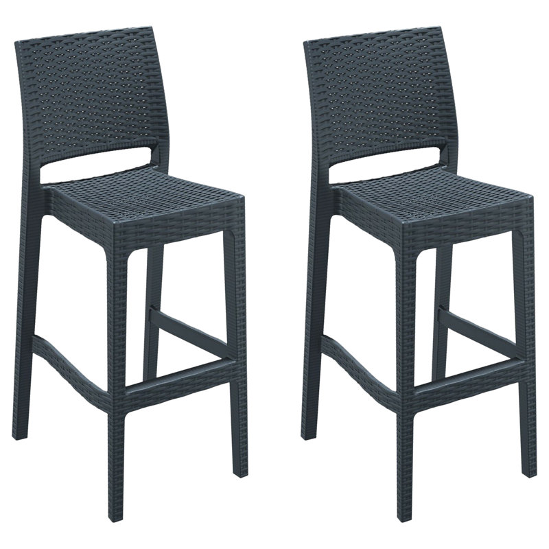 Mcgruder Outdoor 29.5'' Bar Stool, Dark grey