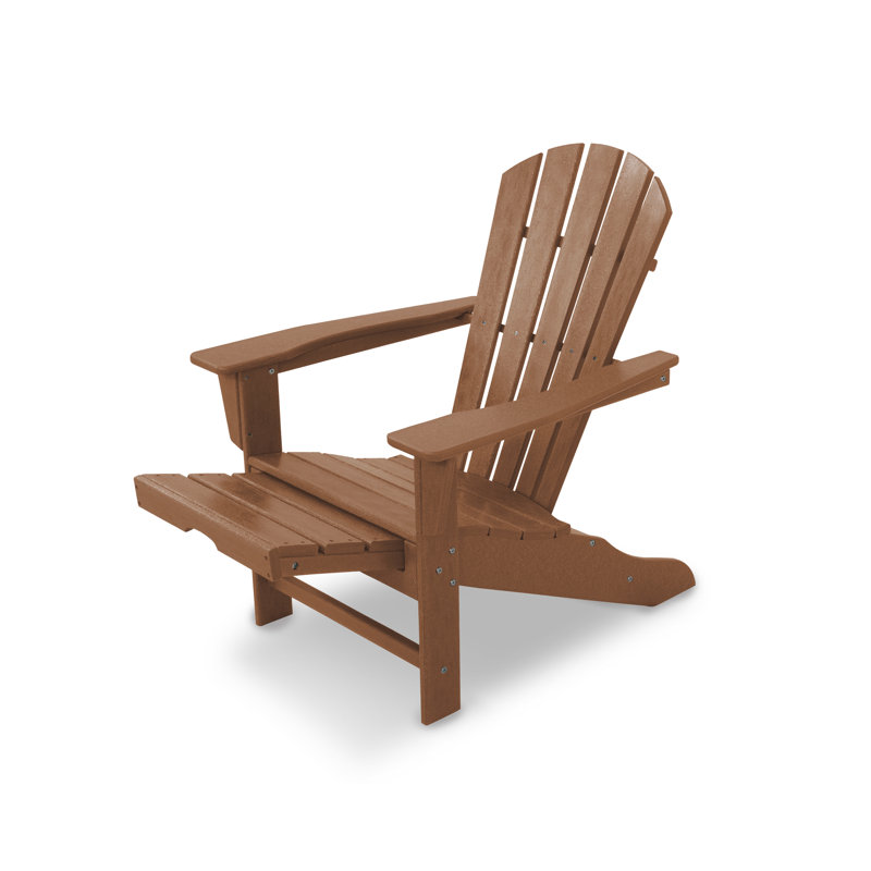 POLYWOOD Palm Coast Ultimate Adirondack with Hideaway Ottoman, Teak
