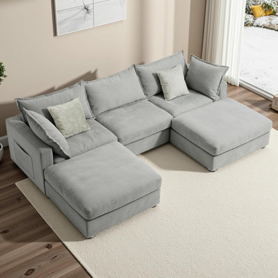 158'' Down Filled Sectional Couch U-Shape Sofa