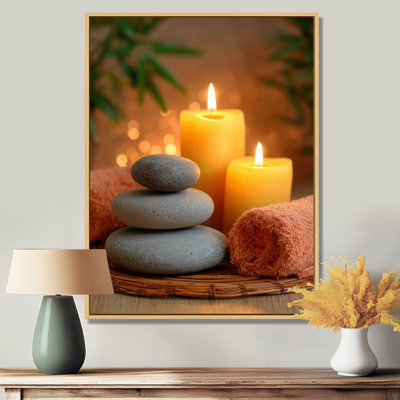 «Elegant Relaxing Spa Cadre - Bambou», reproduction d'art sur toile jaune asiatique