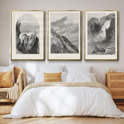 Coquilles antiques sur toile de lin I - Ensemble de 3 cadres photo sur toile
