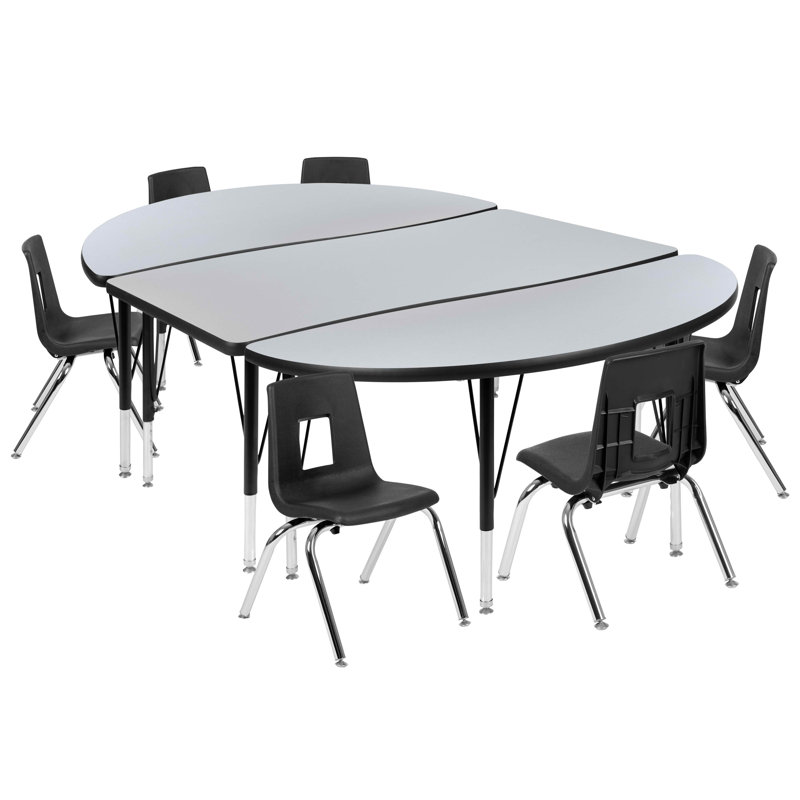 Ensemble de table d'activité pliable en stratifié à motif oval 76 po Goddard, L 47,5 po x P 76 po x H 16,25 po à 25,25 po