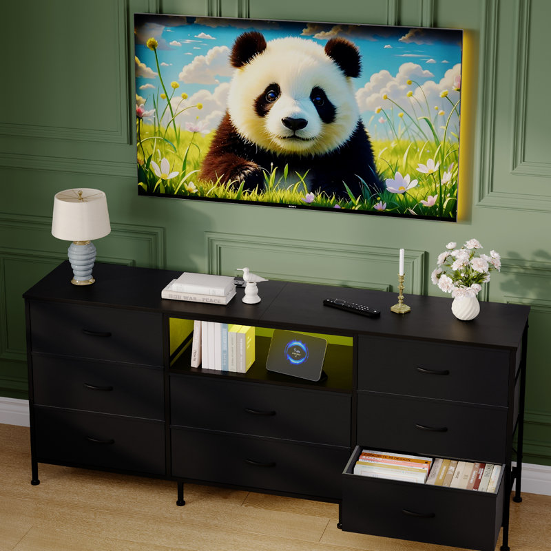 Metal 159.99cm W 8 - Drawer Chest of Drawers, Black