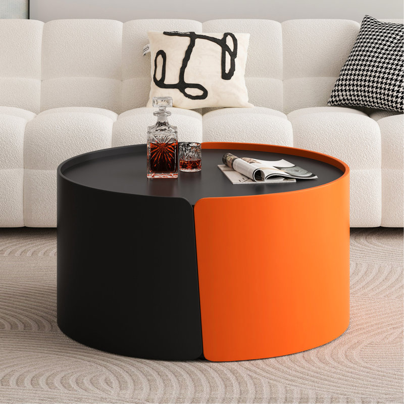 Table basse gigogne (table unique), Noir / Orange