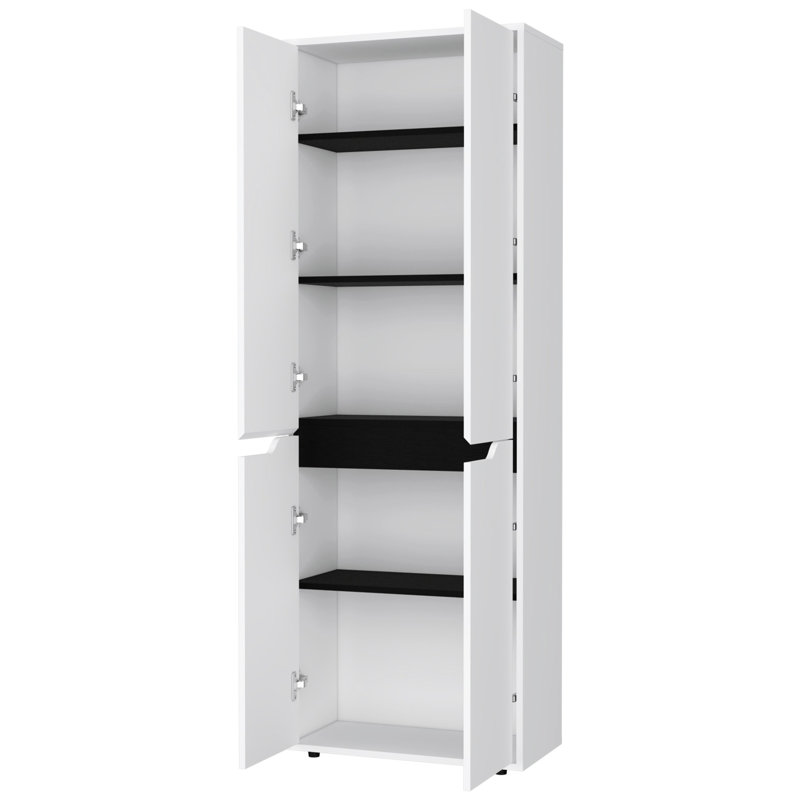 White Kitchen Pantry With 5 Levels Of Shelving - Two Cabinets For Practical Storage Option 5-Shelf In Pure