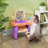 Qaba Kids Vanity Set, Toddler Makeup Table With Faucet, Mirror, LED Light, Music, 23 Accessories, Pretend Play Set For Girls 3-6 Years