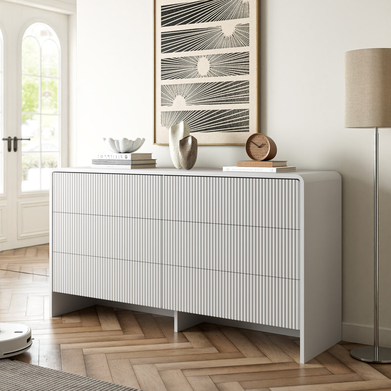 Commode 6 tiroirs 55,1 po, Blanc