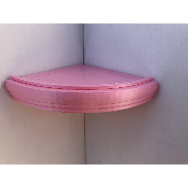 Fordland Triangle Plastic / Acrylic Corner Shelf, Pink, 3.5cm H x 15cm W x 15cm D