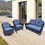 Chaise d'extérieur coulissante en osier avec coussins