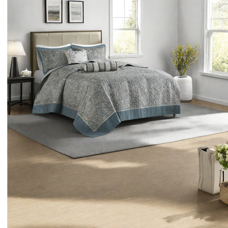 Ensembles de literie luxueux en jacquard bleu sarcelle, touche coton, motif cachemire élégant, parfait pour le confort de la maison