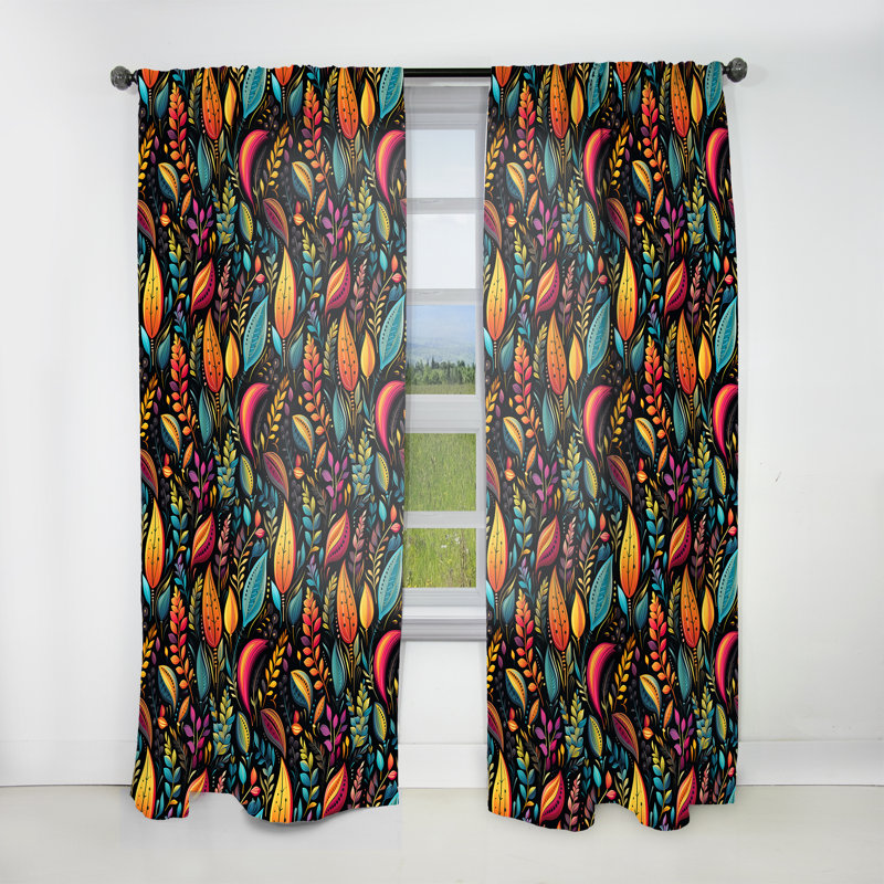 Tribal Frivolity Boho Motif II - Rideau Boho - Rideau abstrait obscurcissant - 1 panneaux, L 52 po x L 108 po