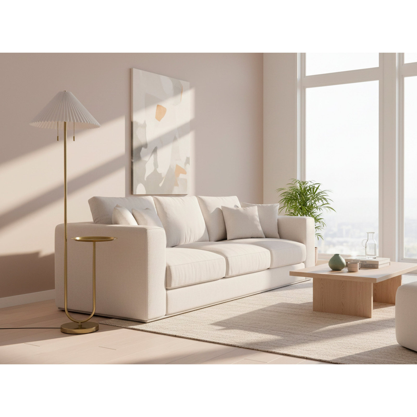 63" Floor Lamp, Antique Brass