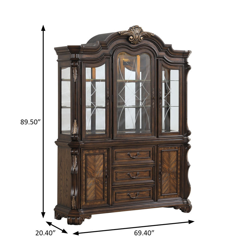 Buffet traditionnel 69,4 po, brun foncé