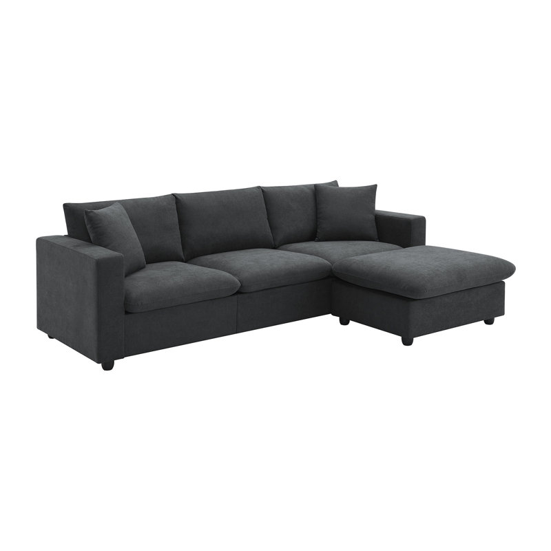 Canapé modulaire de 101 po x 66 po avec assise large et support de coussin, 4 coussins convertibles à structure stable en fer pour la décoration intérieure