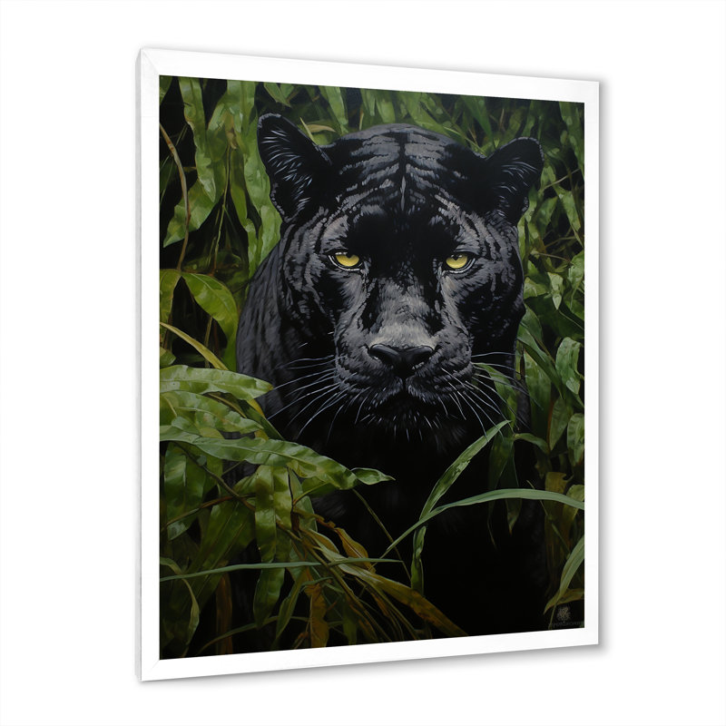 «Black Green Panther Texture Of The Jungle», reproduction sur toile, H 32 po x l 24 po x P 1 po, Cadre photo blanc