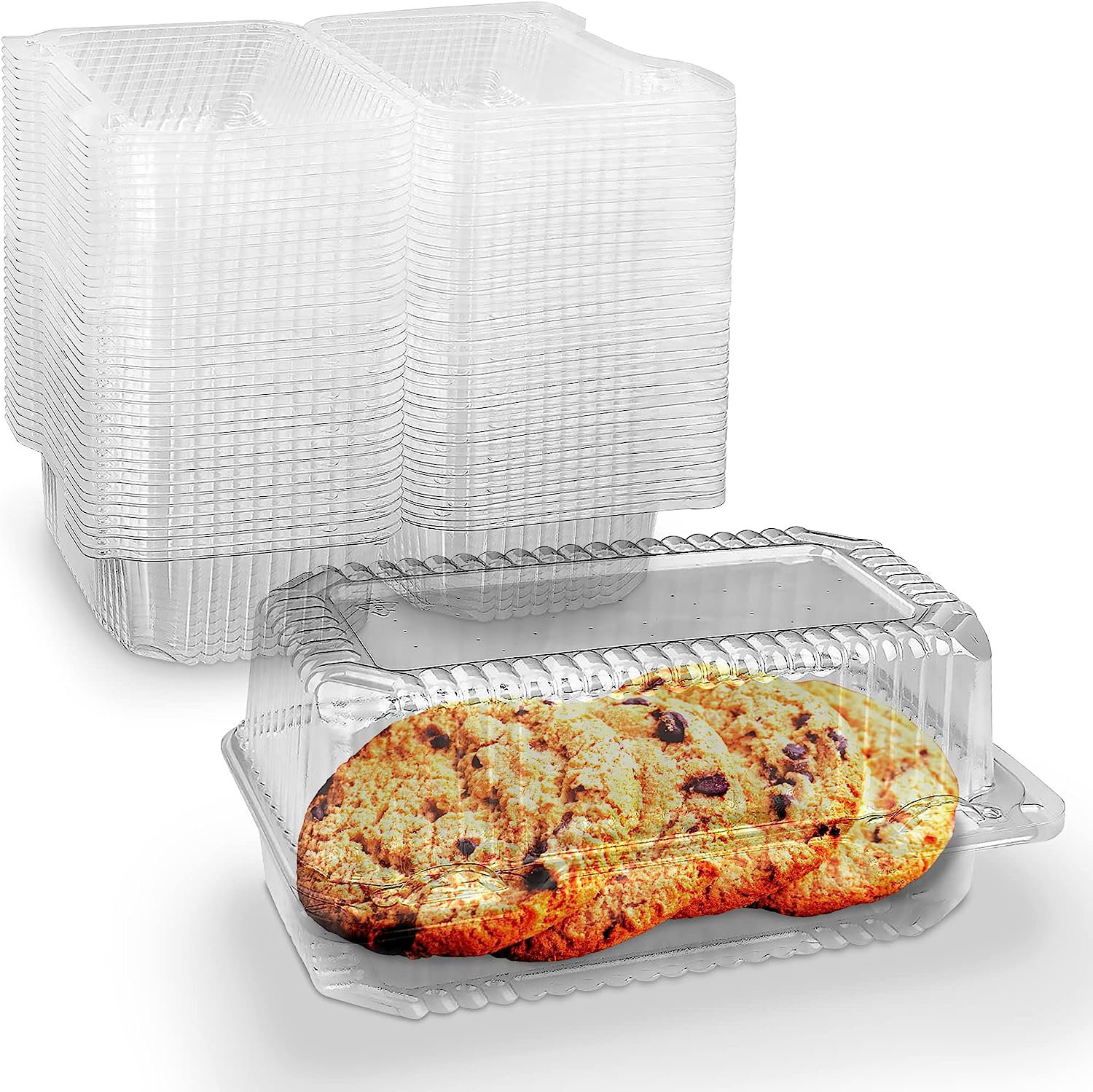 100 Pcs Clear Hinged Plastic Containers with Lids,Individual Cake Slice Containers,Square Plastic Food Container,Disposable Clamshell Take Out