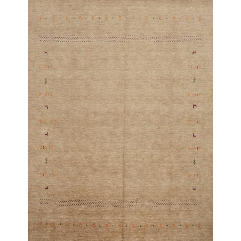 Tapis élégant de style Gabbeh 10 x 10 avec de délicats accents géométriques