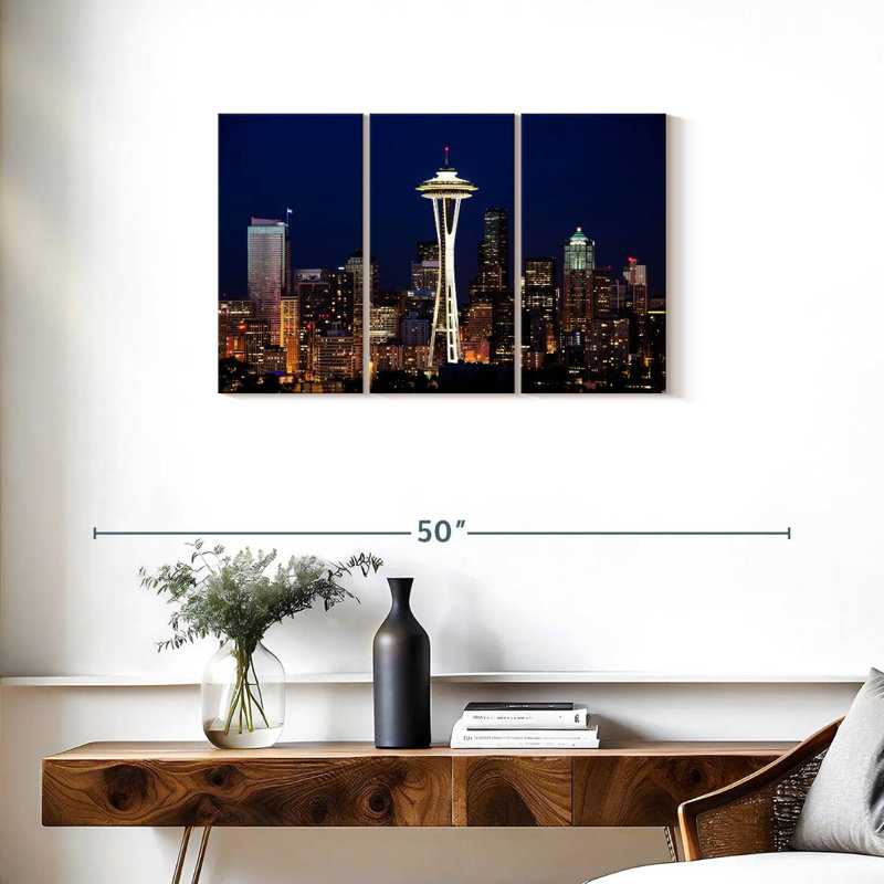 Sebbie Seattle Night Cityscape, 20" H x 33" W