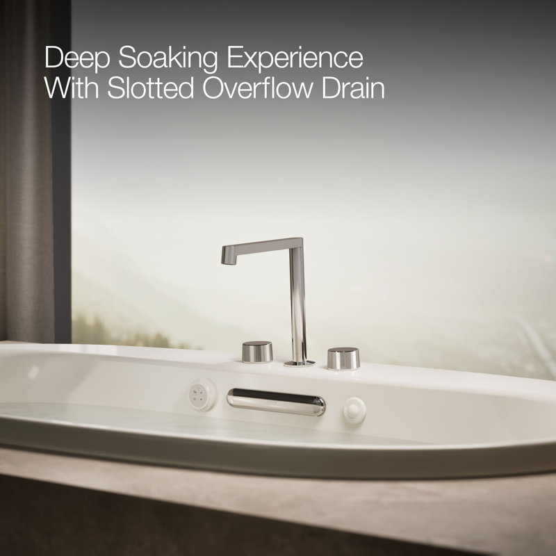 66" x 36" Drop In Undermount Air Cast Iron Bathtub with Heater, Biscuit