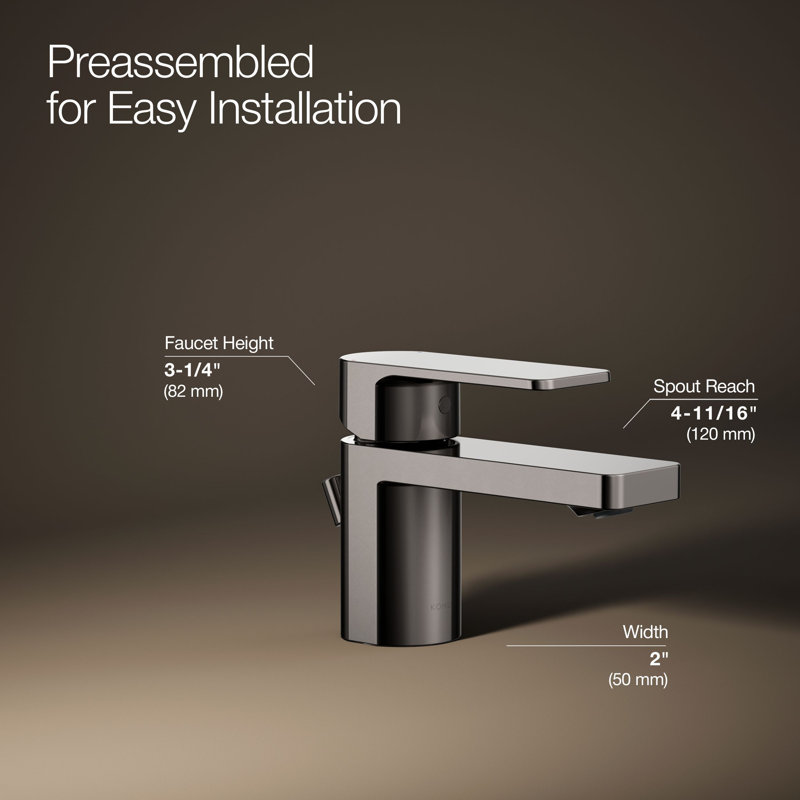 Parallel Single Hole Bathroom Faucet, Vibrant Titanium