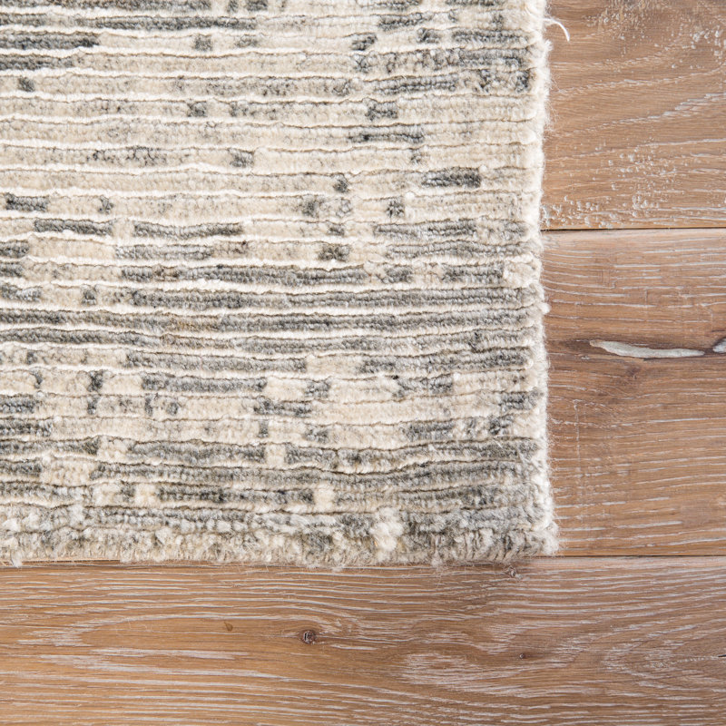 Tapis gris / blanc noué à la main Froehlich, Rectangle de 5 pi x 8 pi