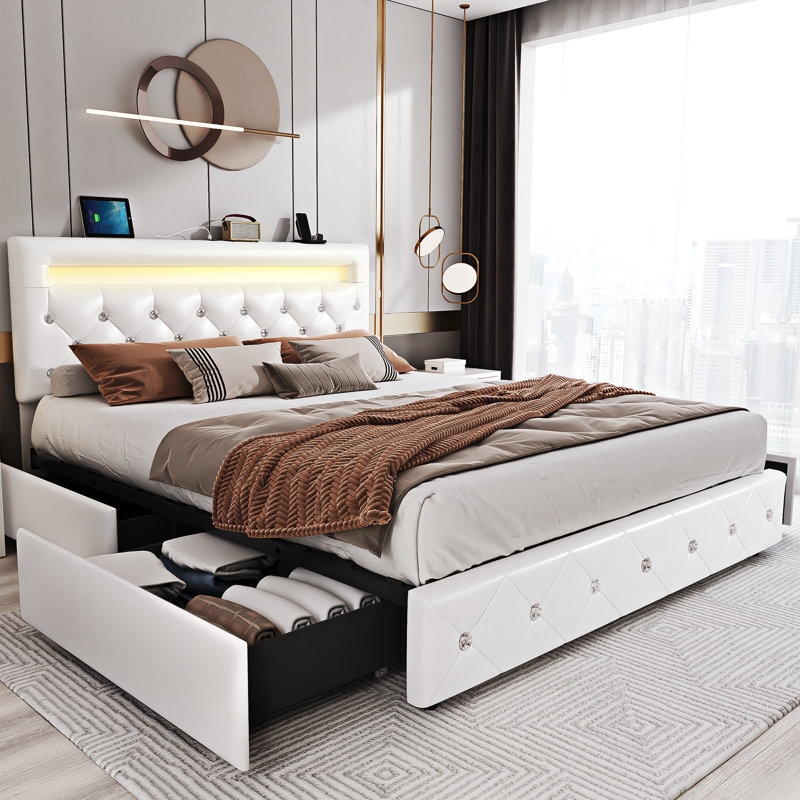Lit plateforme avec rangement Magel, Grand lit