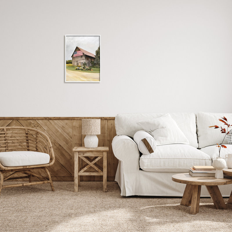 Maison de campagne américaine, H 20 po x l 16 po x P 1,5 po, Giclée encadrée blanc bord de mer